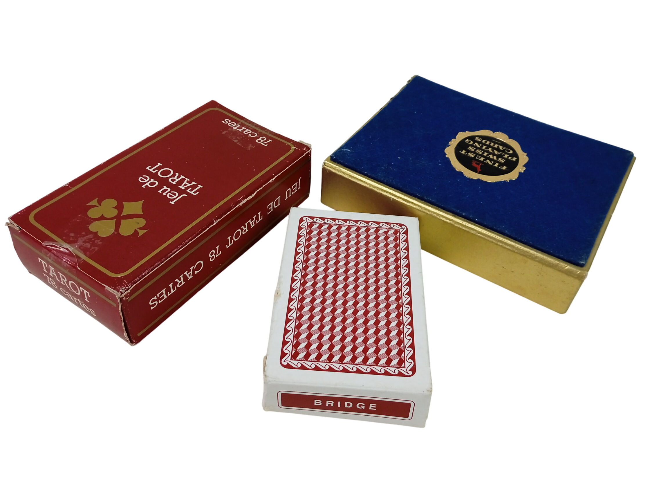 Lot de 3 jeux de cartes : Bridge, Bataille/Belote, Tarot - Bon état sur Label Emmaüs